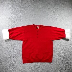 Vintage 90s Cheetah Christmas Sweatshirt USA Red Santa Fur Cuffs Kids XL Women S